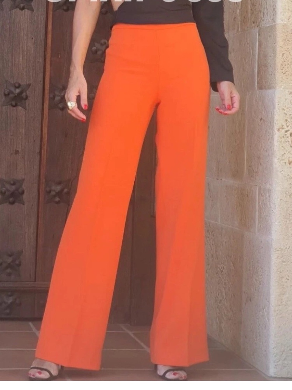 ZARA Tangerine Orange High-Rise Flare Dress Pants - Size Small